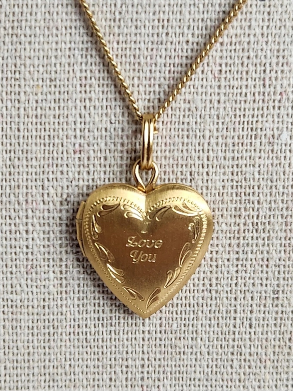 Vtg Van Dell 14K GF Gold Tone Heart Locket Necklace I Love You Signed USA